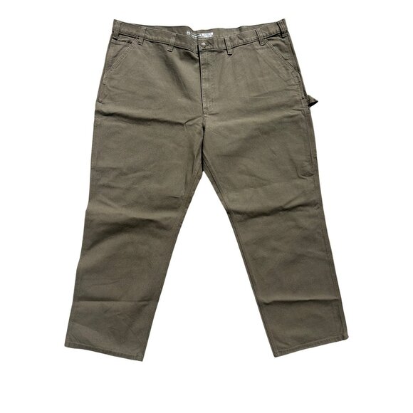 Carhartt Mens Relaxed Fit Canvas Work Pants Size 50x32 Olive Green Brown IRR New - Picture 4 of 9